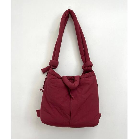 OLEND Ona Soft Bag Nylon Puff Padded Lightweight Convertible Backpack Cherry Red - Picture 2 of 12